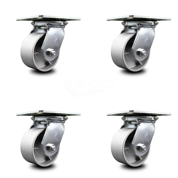 4 Inch Heavy Duty Semi Steel Caster Set with Ball Bearings SCC, 4PK